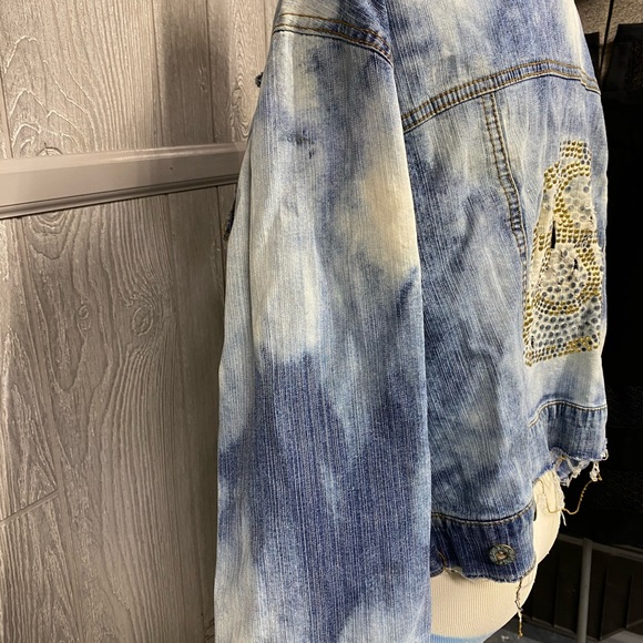 Distressed Bleached Jean Jacket 18w Ashley Stewart - Picture 7 of 10